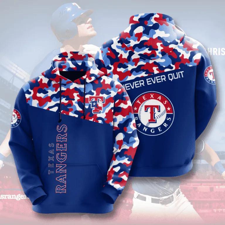 MLB Texas Rangers Camo 3D MLB All Over Print Hoodie