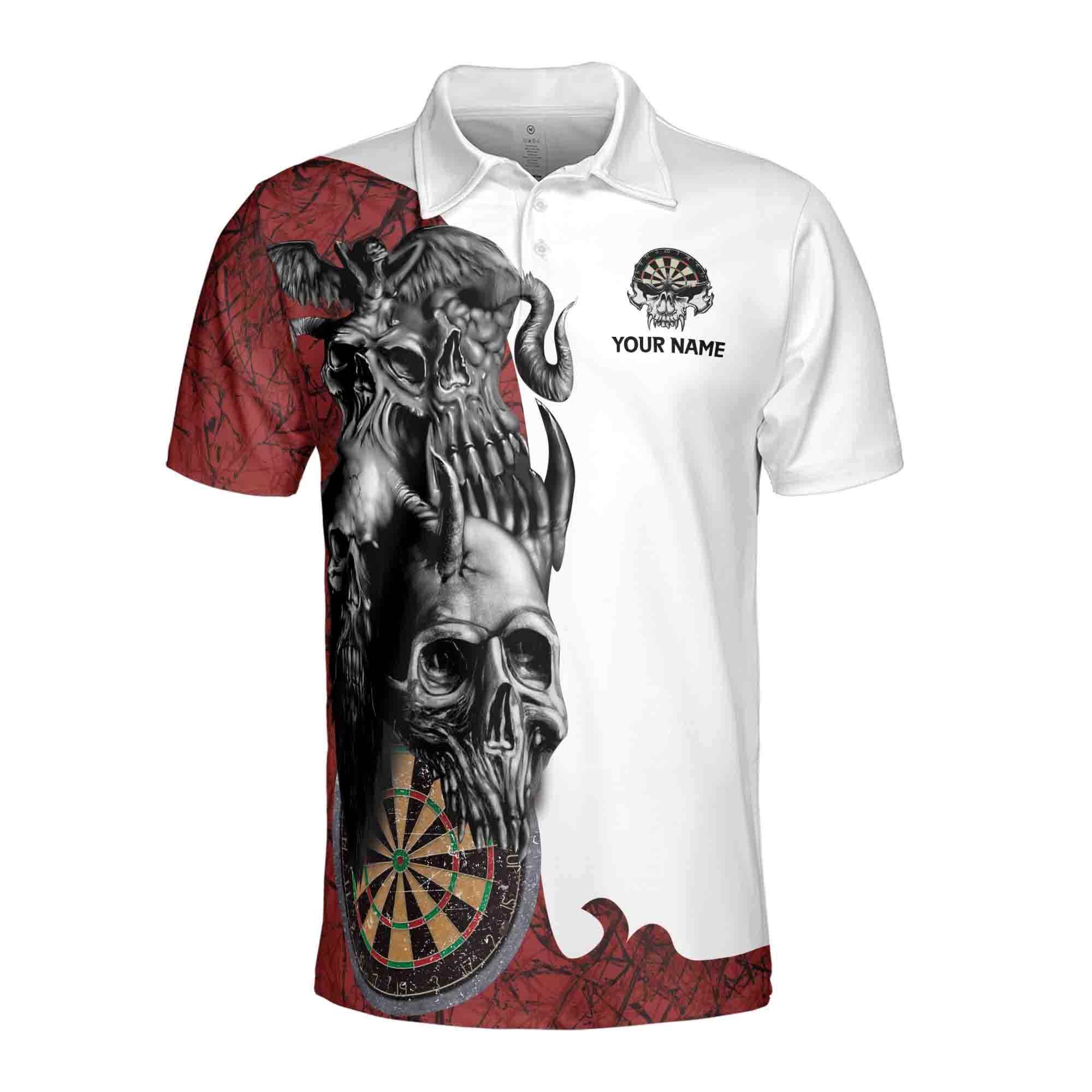 Alternative view of 3D Printed Personalizedized Skull Dart board Men's Polo Shirt