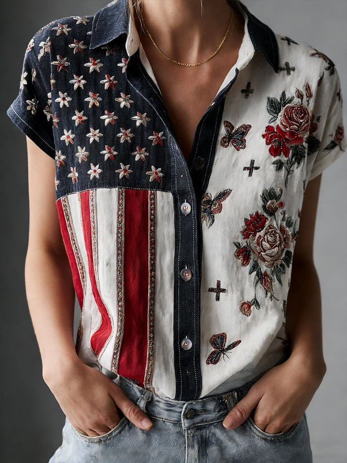 4Th Of July Hawaiian Shirt American Flag Apparel 4Th Of July Outfits Gifts For Her