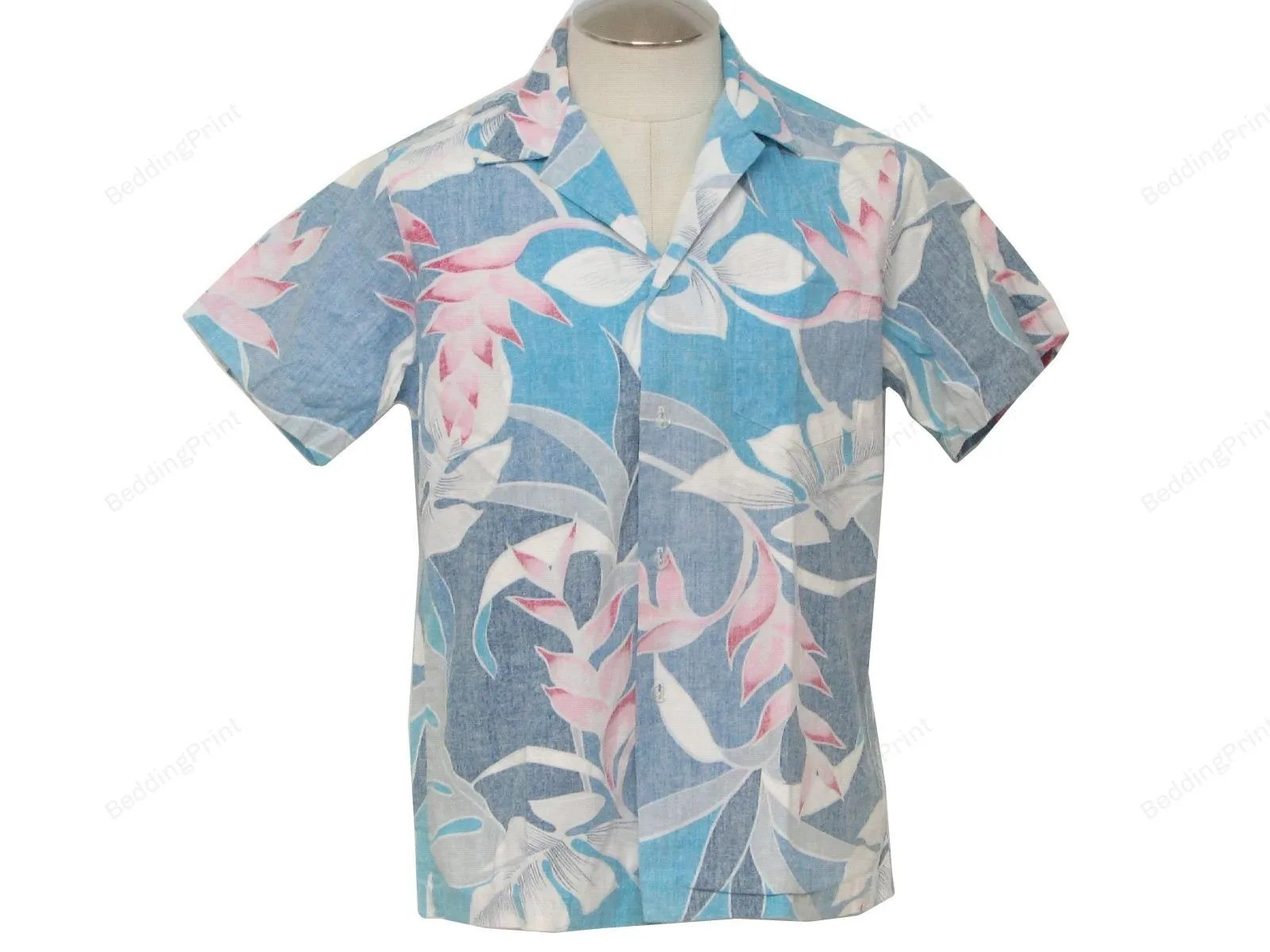 80s Kai Nani Mens Hawaiian Shirt Tropical Aloha Button Up