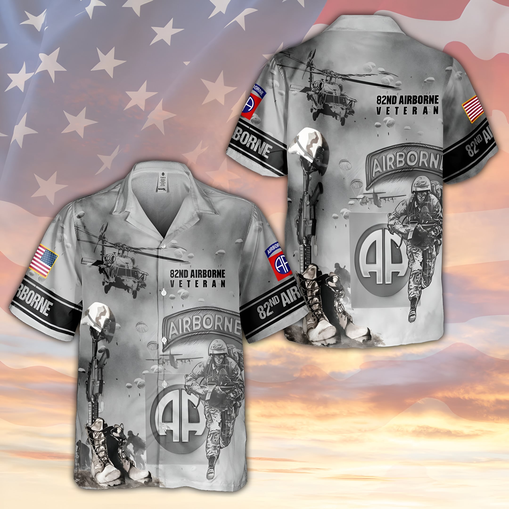 82nd Airborne Veteran Hawaiian Shirt US Army Merch Paratrooper Veteran Gifts