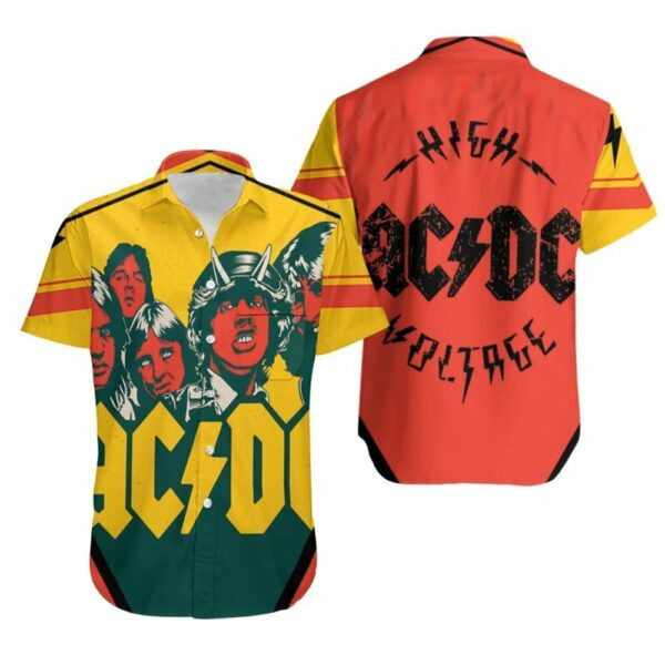 Acdc Band Hawaiian Shirt Tropical Aloha Button Up