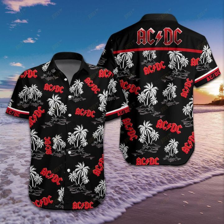 Acdc Hawaiian Shirt Tropical Aloha Button Up