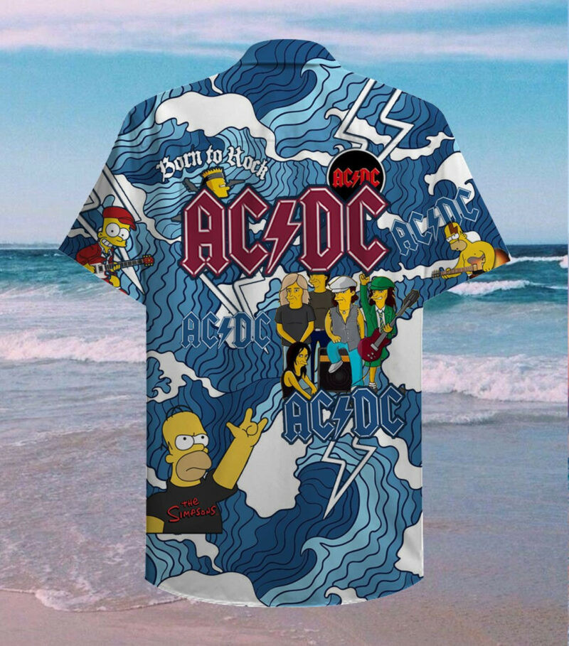 Ac/dc The Simpsons Hawaiian Shirt Tropical Aloha Button Up
