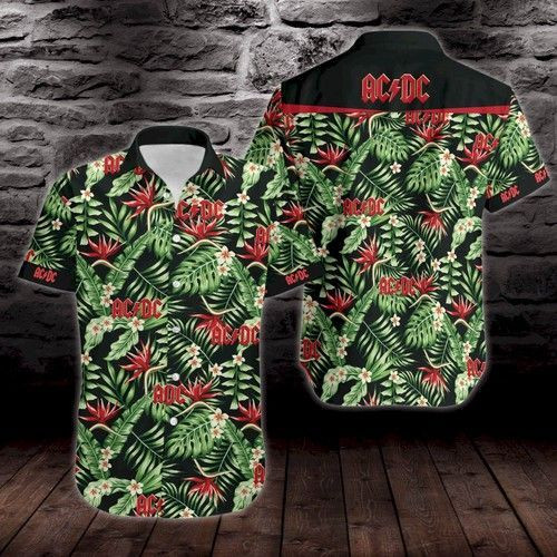 Acdc Unisex Hawaiian Shirt Tropical Aloha Button Up
