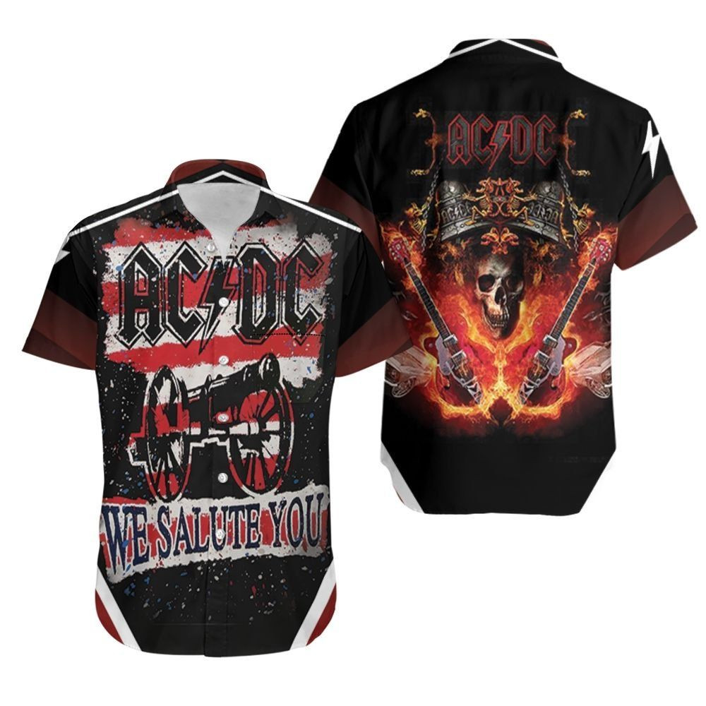 Acdc We Salute You Arsenal Hawaiian Shirt Tropical Aloha Button Up