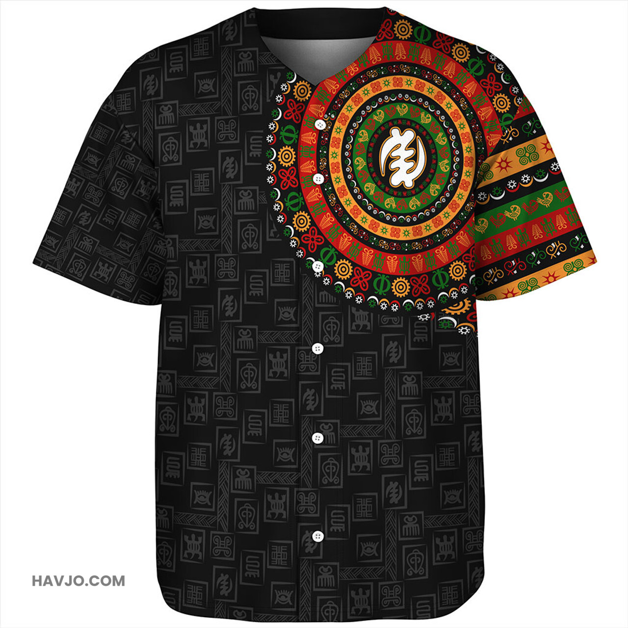 Adinkra Adinkra Symbols Print Baseball Jersey