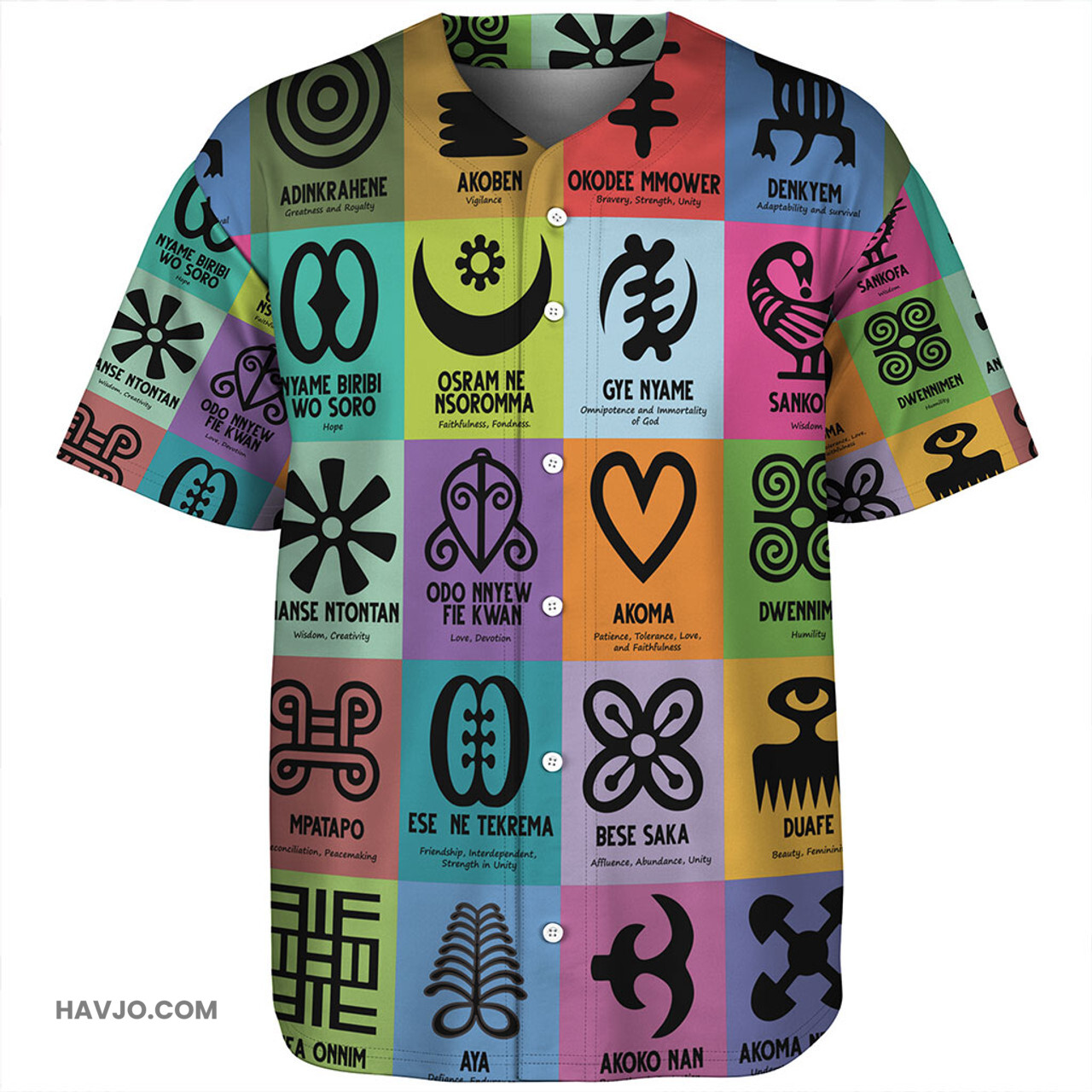 Adinkra Multi Color Adinkra Symbols Baseball Jersey