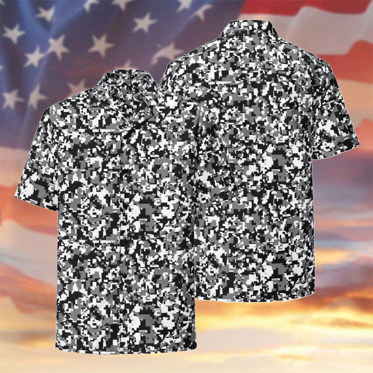 Adventure In Style Hawaiian Shirt Grey And Black Digital Camouflage Aloha Shirt Gifts For Dad