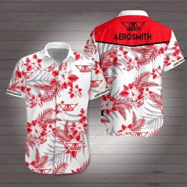 Aerosmith Hawaiian Shirt Tropical Aloha Button Up