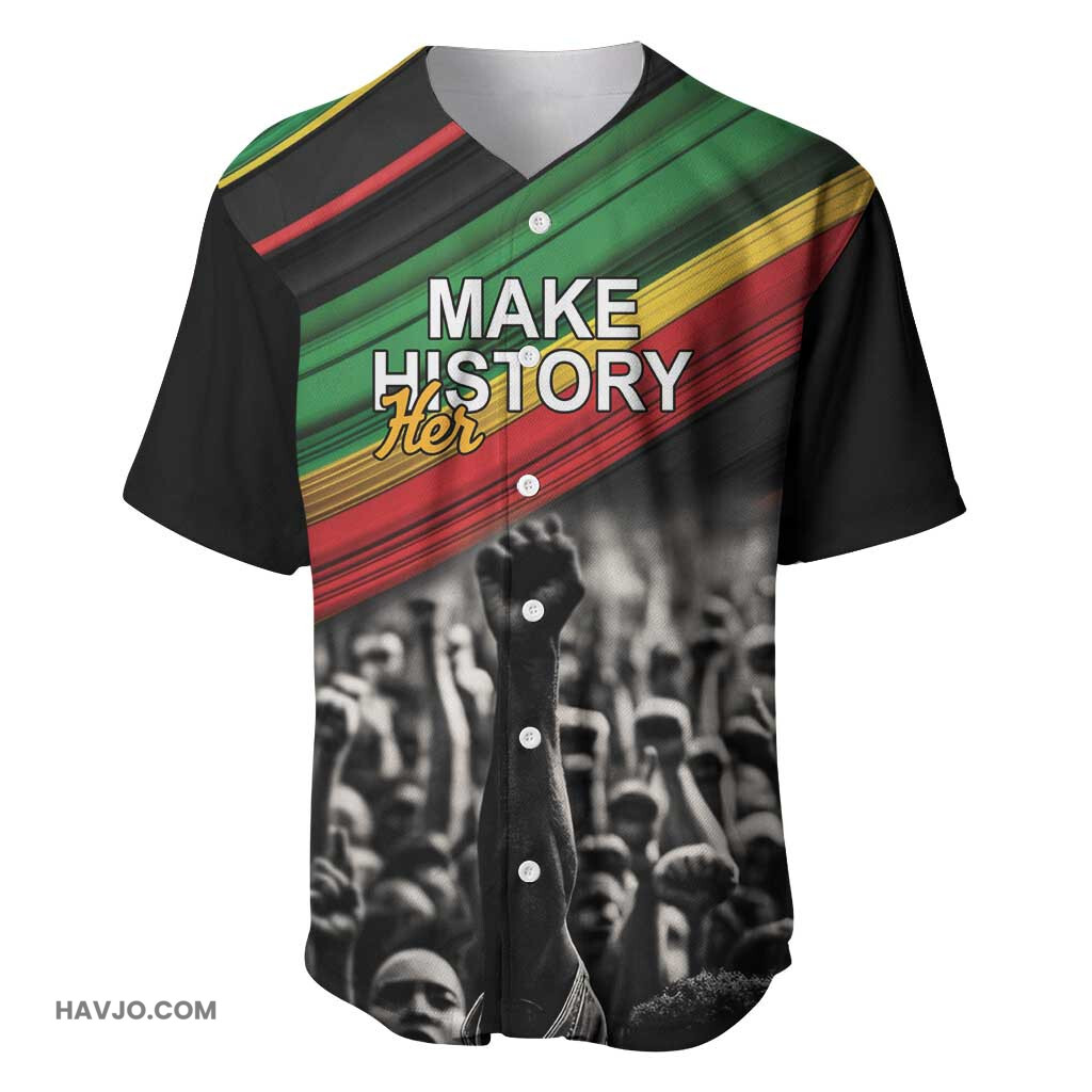 African American History Month Black Power Hand Make His Herstories Baseball Jersey