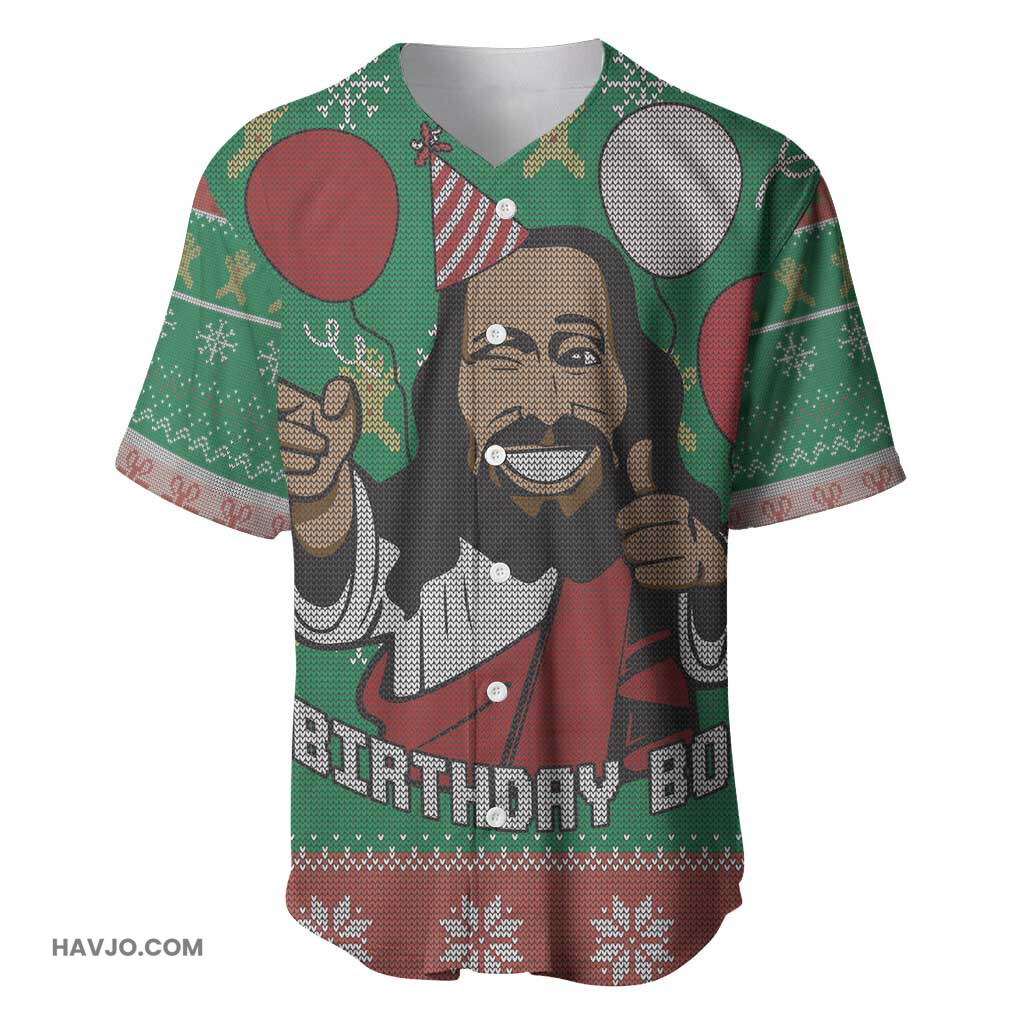 African Birthday Boy Jesus Afro Christmas Baseball Jersey