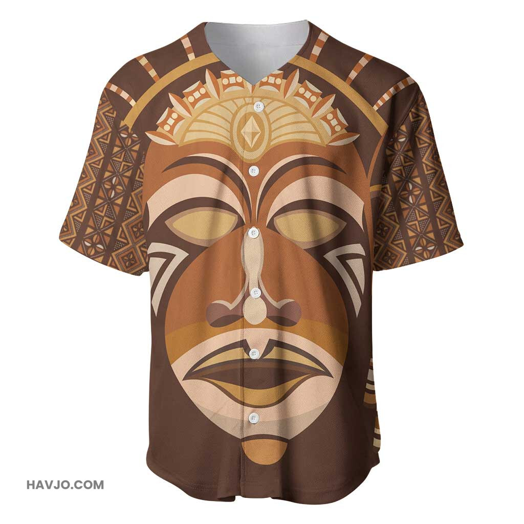 African Women Tribal Ethnic Mask Baseball Jersey