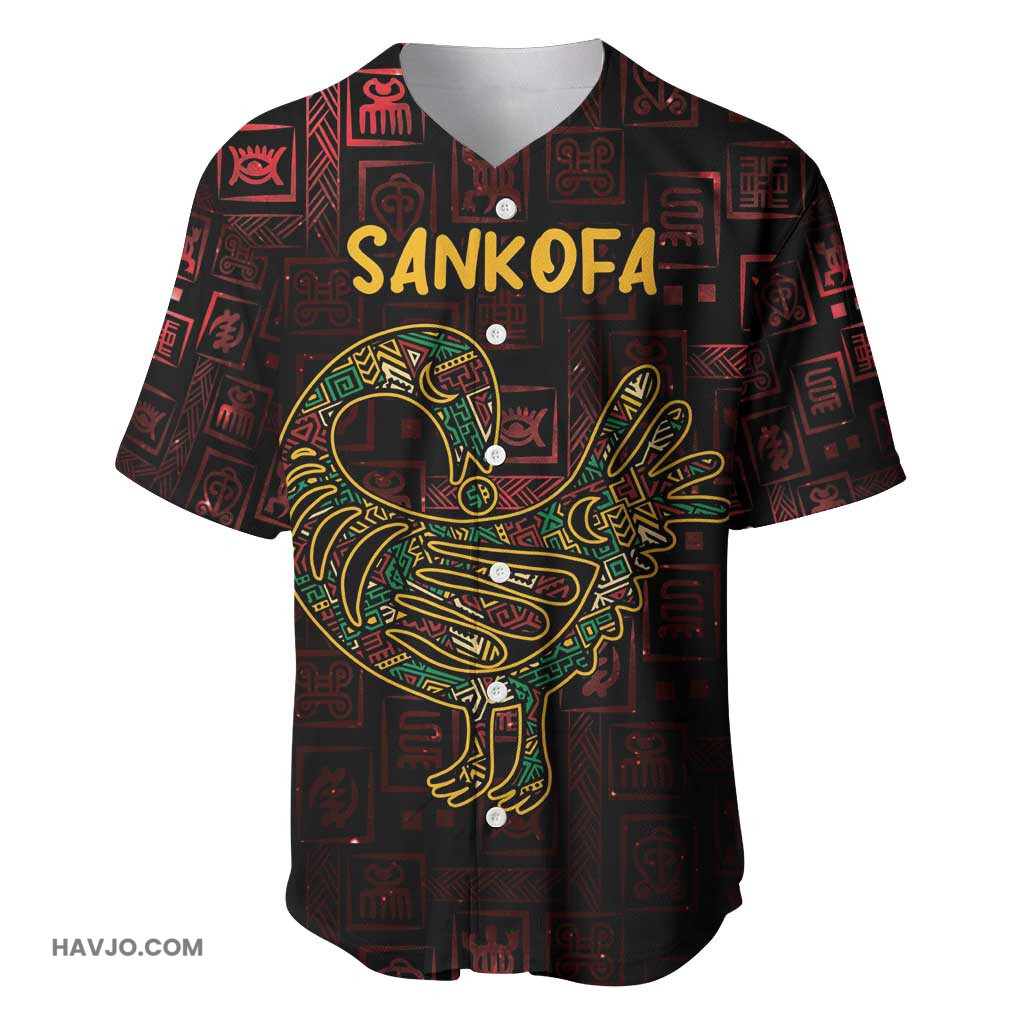 Afro American Culture Adinkra Sankofa Bird Cosmic Red Baseball Jersey
