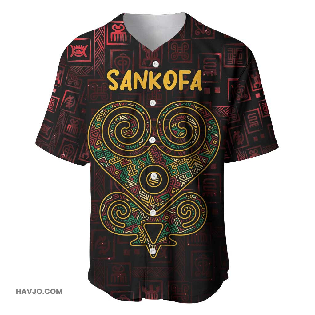 Afro American Culture Adinkra Sankofa Heart Cosmic Red Baseball Jersey