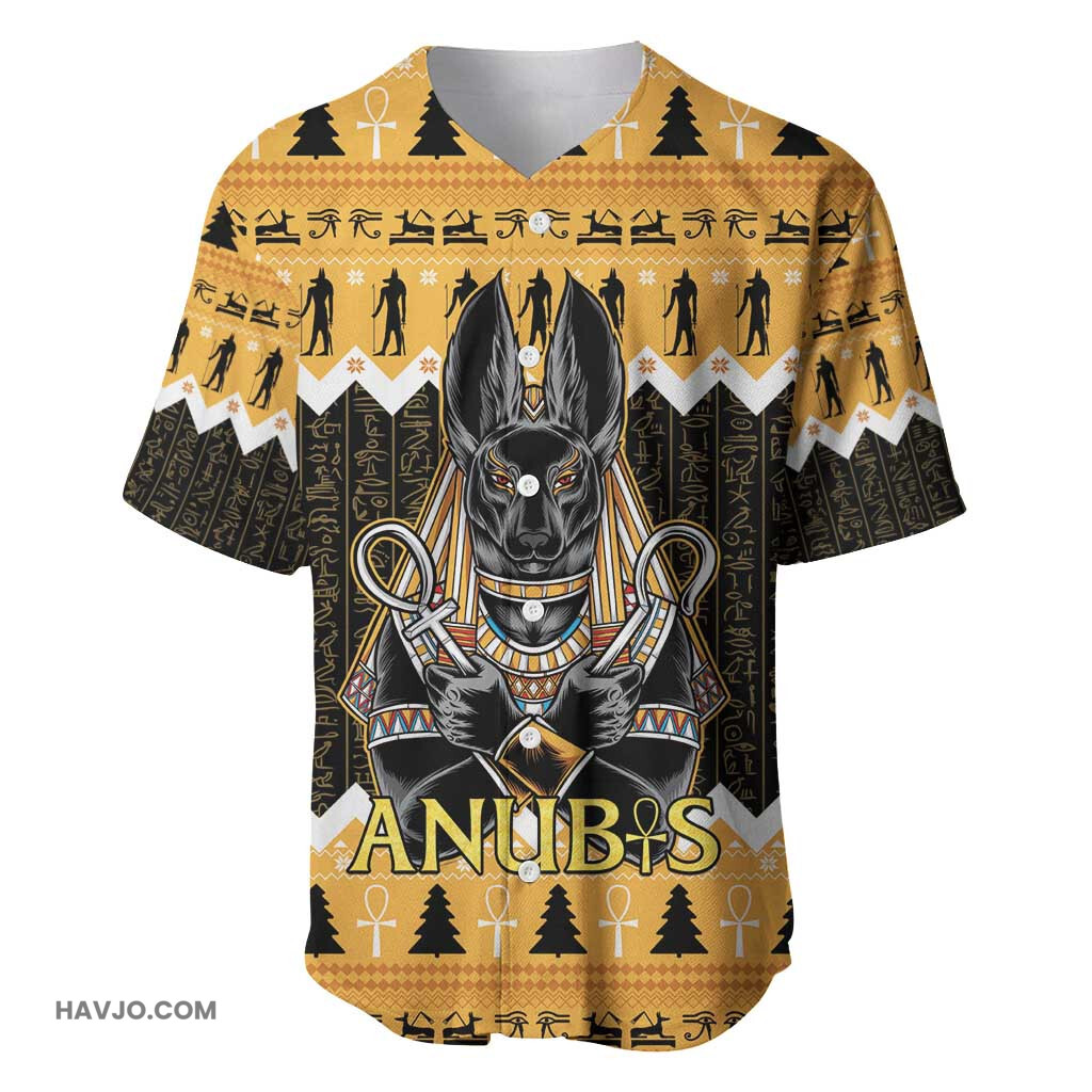 Afro Ancient Egyptian Anubis Merry Christmas Baseball Jersey