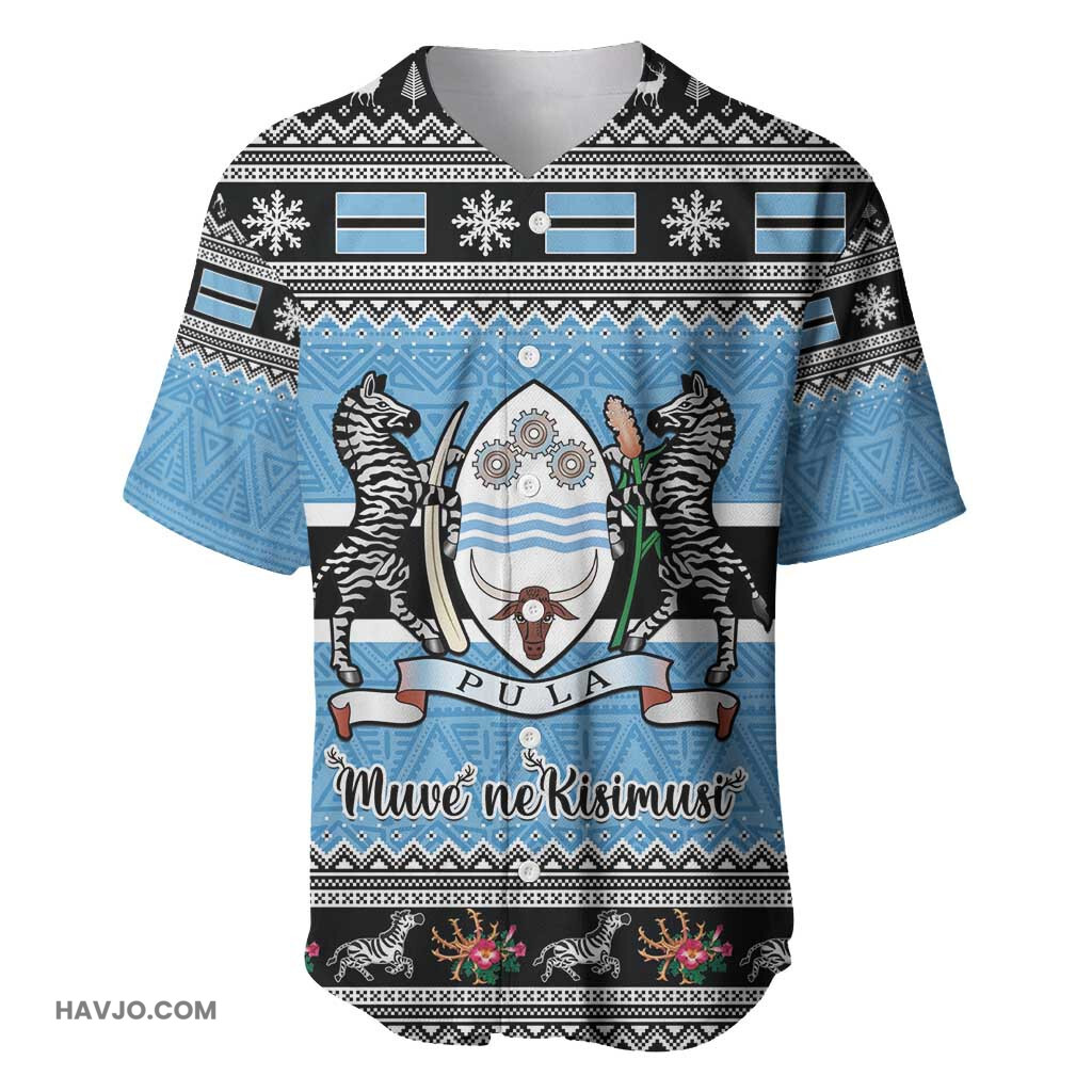 Afro Botswana Christmas Coat Of Arms African Pattern Baseball Jersey
