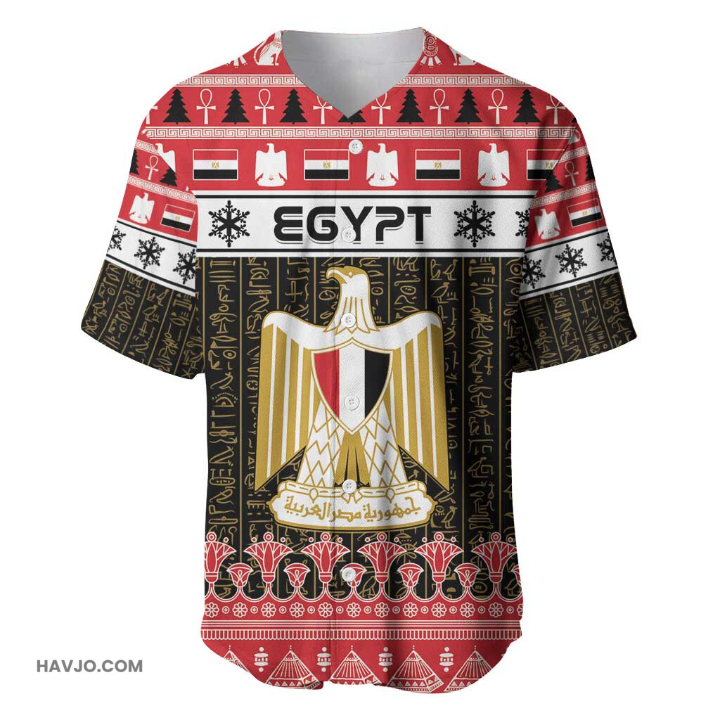 Afro Egypt Christmas Coat Of Arms Mix Egyptian Pattern Baseball Jersey