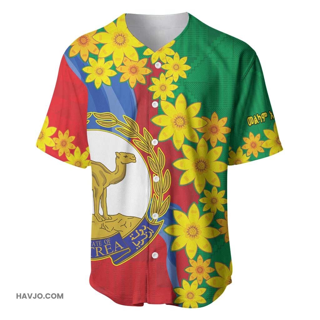 Afro Eritrea New Year Personalized Enkutatash Adey Abeba Flower Art Baseball Jersey