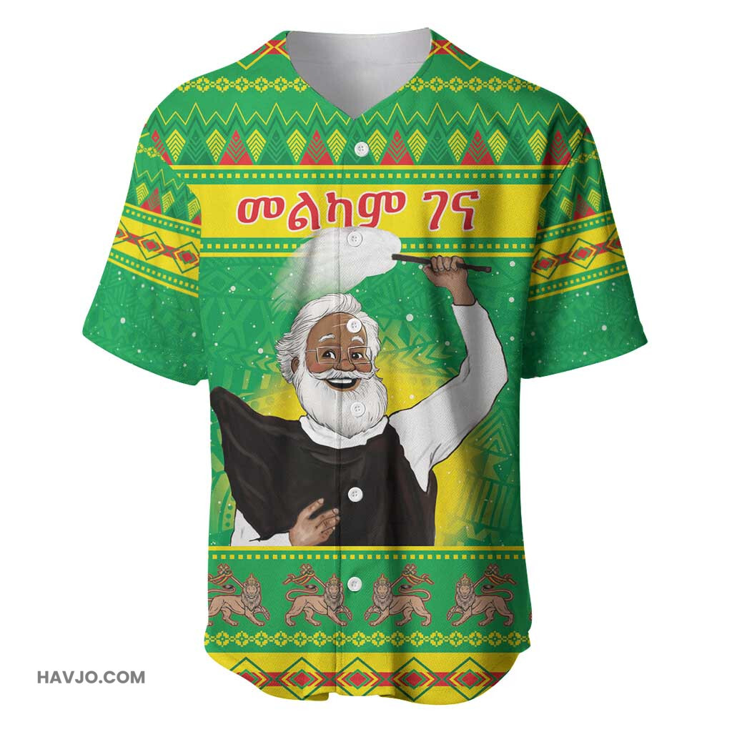 Afro Ethiopia Christmas Melkam Gena Yegena Abat Baseball Jersey