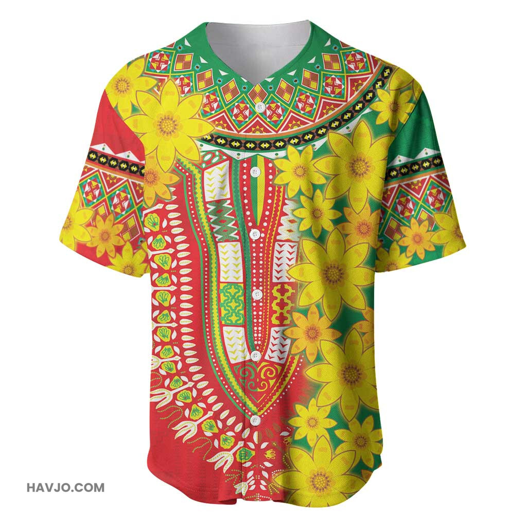 Afro Ethiopian New Year Enkutatash Adey Abeba Flower Art Baseball Jersey