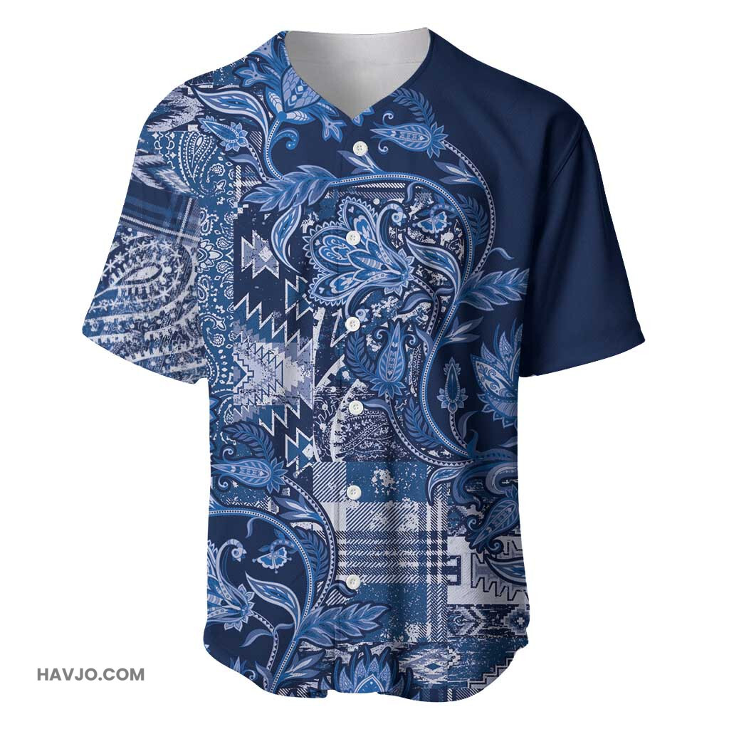 Afro Floral mix Maasai Shuka Blue Moitf Baseball Jersey