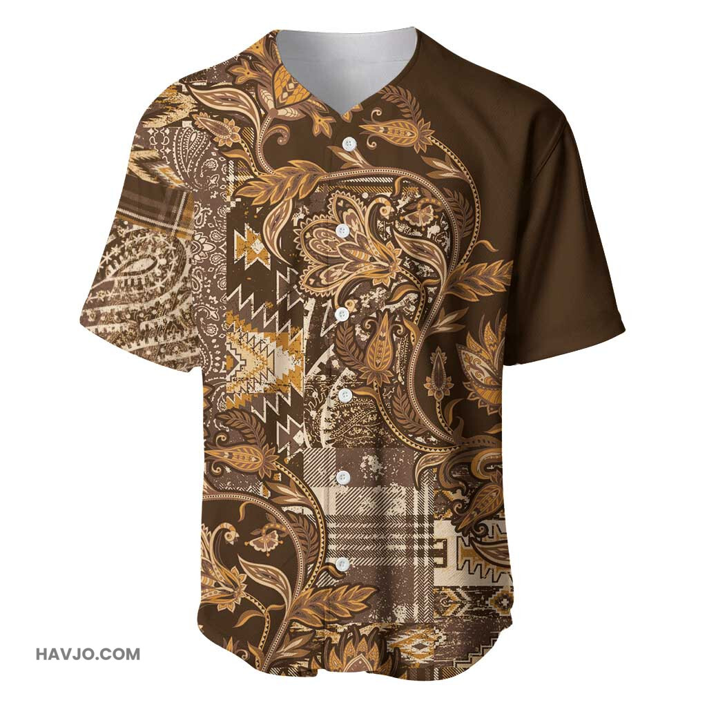 Afro Floral mix Maasai Shuka Gold Moitf Baseball Jersey