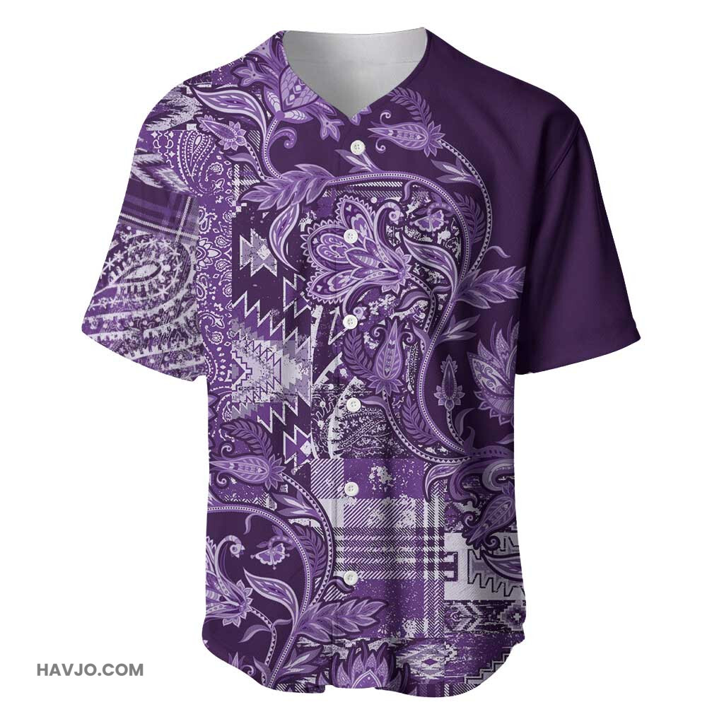 Afro Floral mix Maasai Shuka Purple Moitf Baseball Jersey
