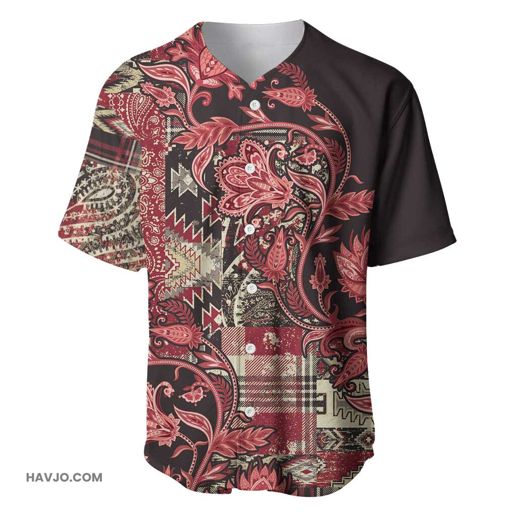 Afro Floral mix Maasai Shuka Red Moitf Baseball Jersey