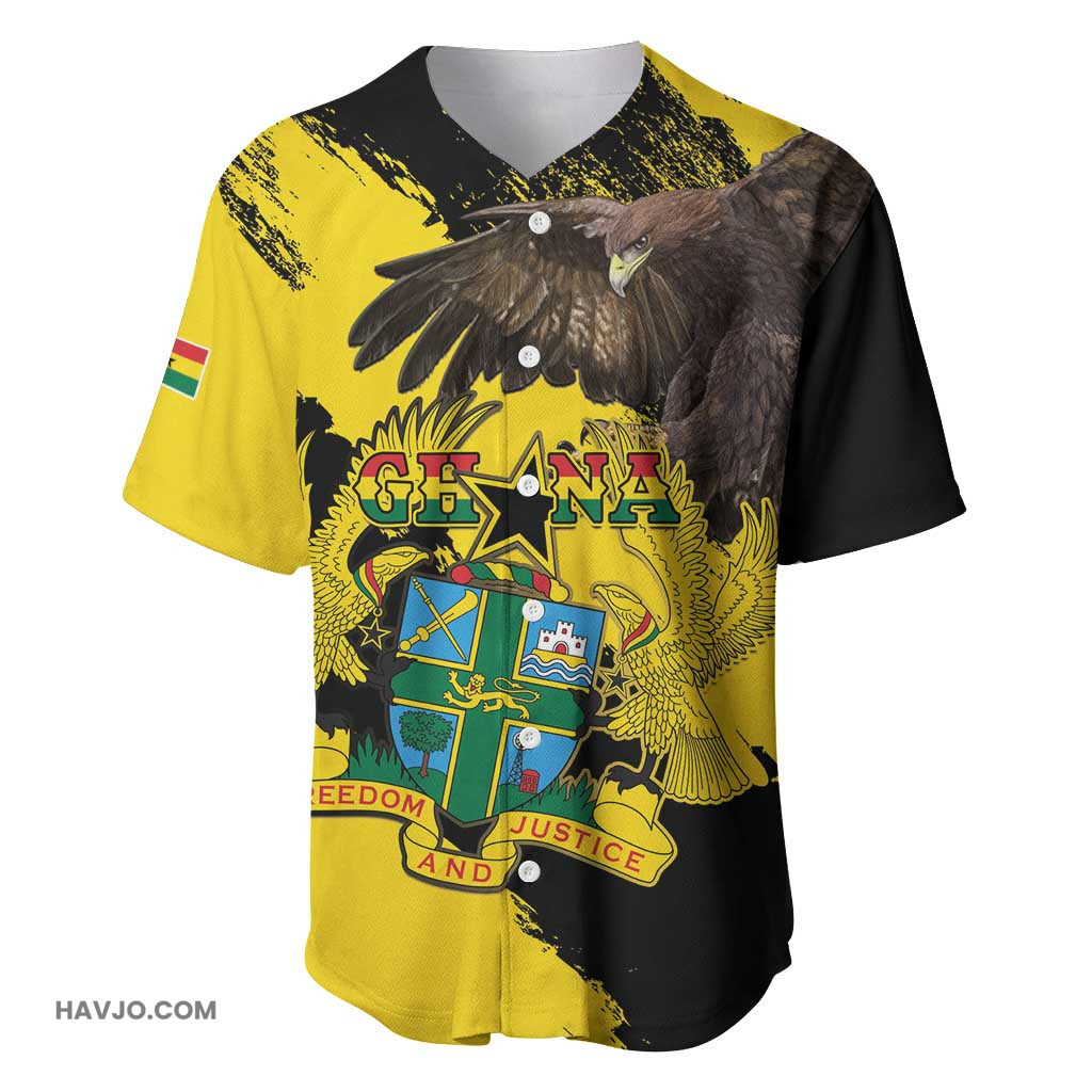 Afro Ghana Eagle With Coat Of Arms Baseball Jersey