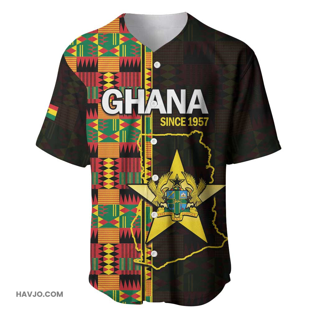 Afro Ghana Independence Day Ghanaian 1957 Kente Pattern Baseball Jersey