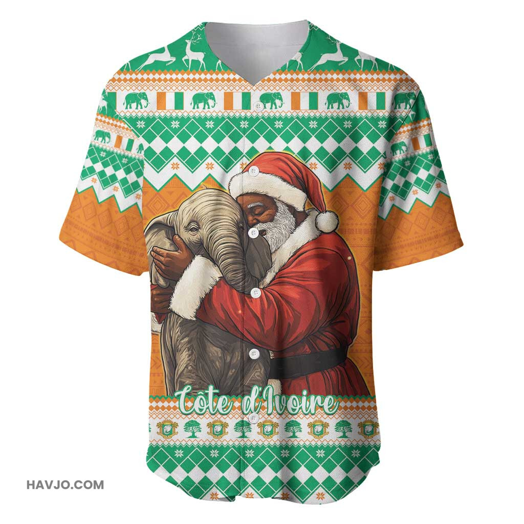 Afro Ivory Coast Christmas Black Santa Afishapa African Pattern Baseball Jersey