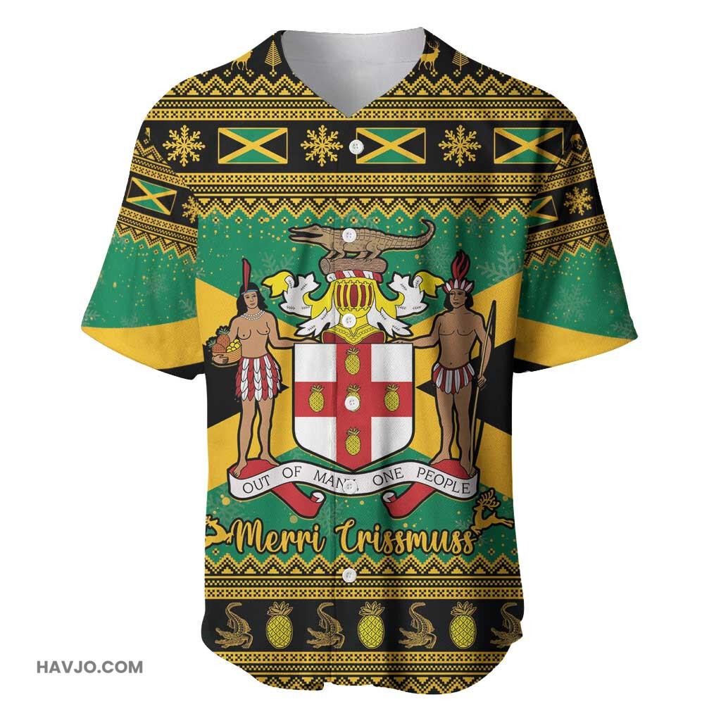 Afro Jamaicans Coat Of Arms Merry Christmas Baseball Jersey