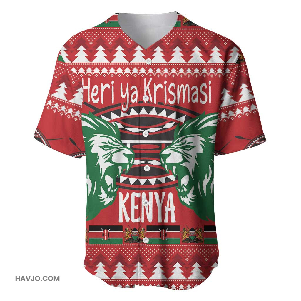Afro Kenya Christmas Head Lion Heri ya Krismasi Baseball Jersey