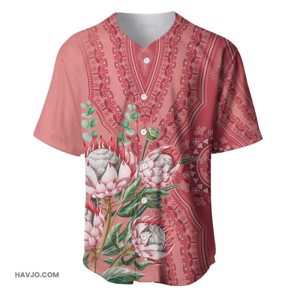 Afro King Proteas Dashiki Motif Peach Style Baseball Jersey