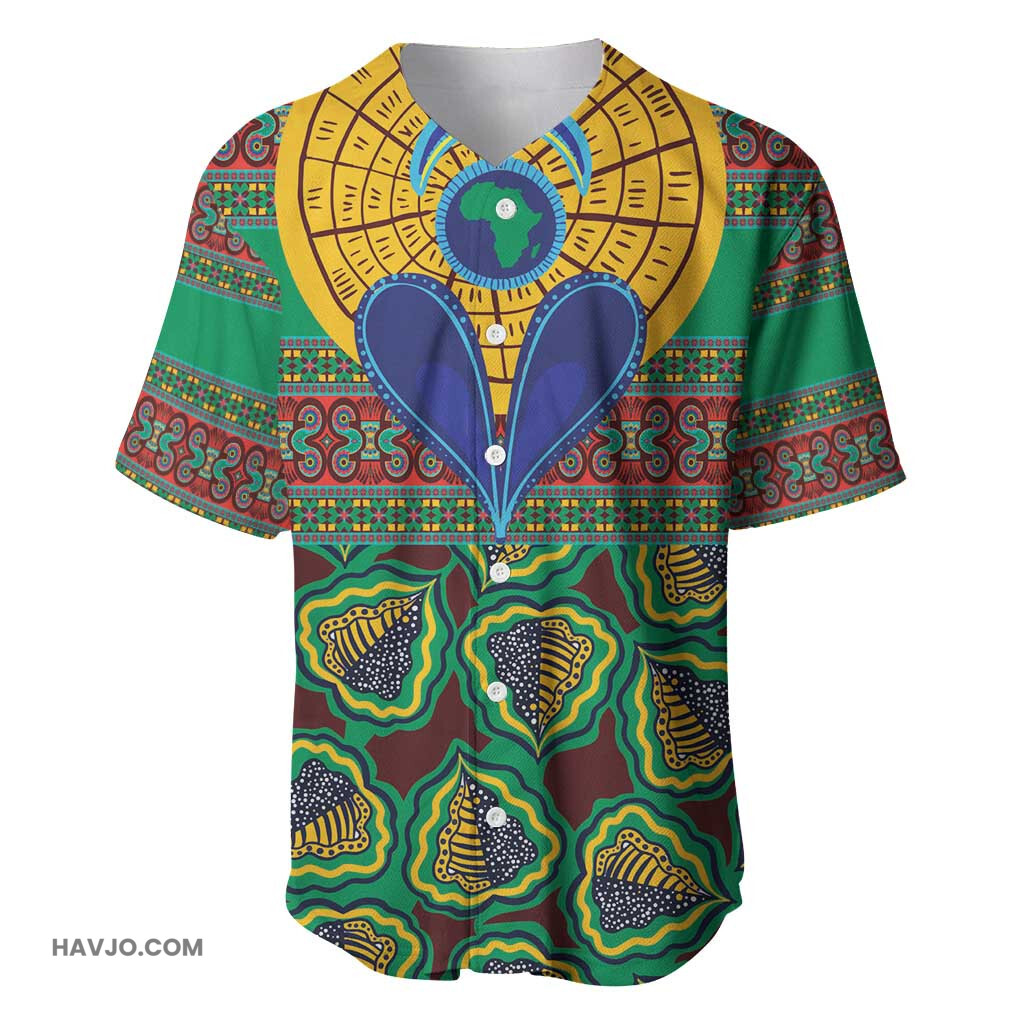 Afro Pattern Traditional Kanga Style Baseball Jersey