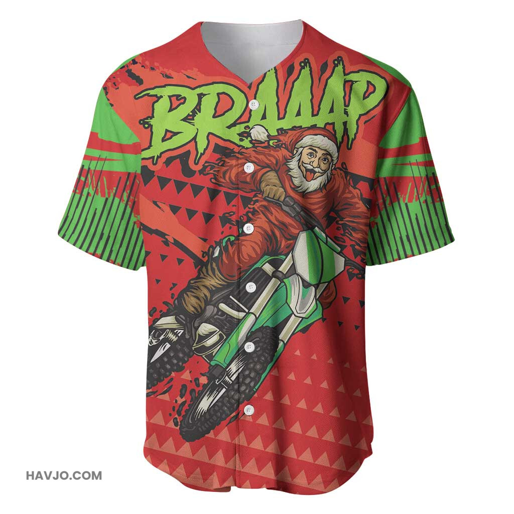 Afro Santa Braaap Motorcross Christmas Baseball Jersey
