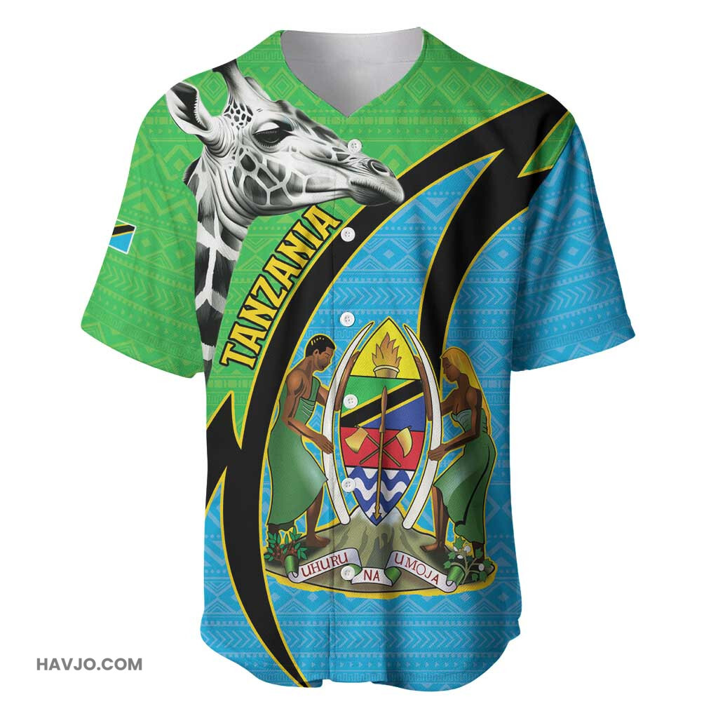 Afro Tanzania Giraffe Coat Of Arms Curve Style Baseball Jersey