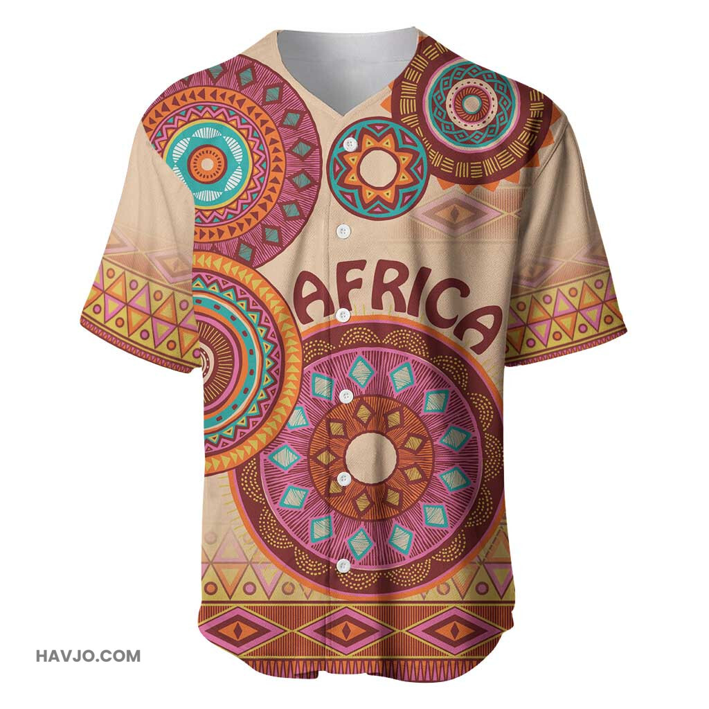Afro Tribal Traditional Pattern Beige Motif Baseball Jersey
