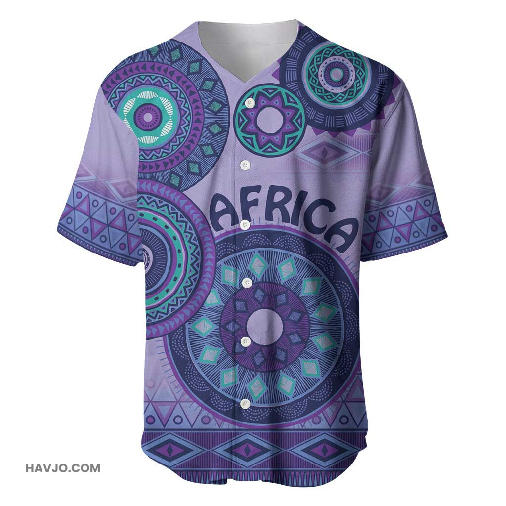 Afro Tribal Traditional Pattern Purple Motif Baseball Jersey