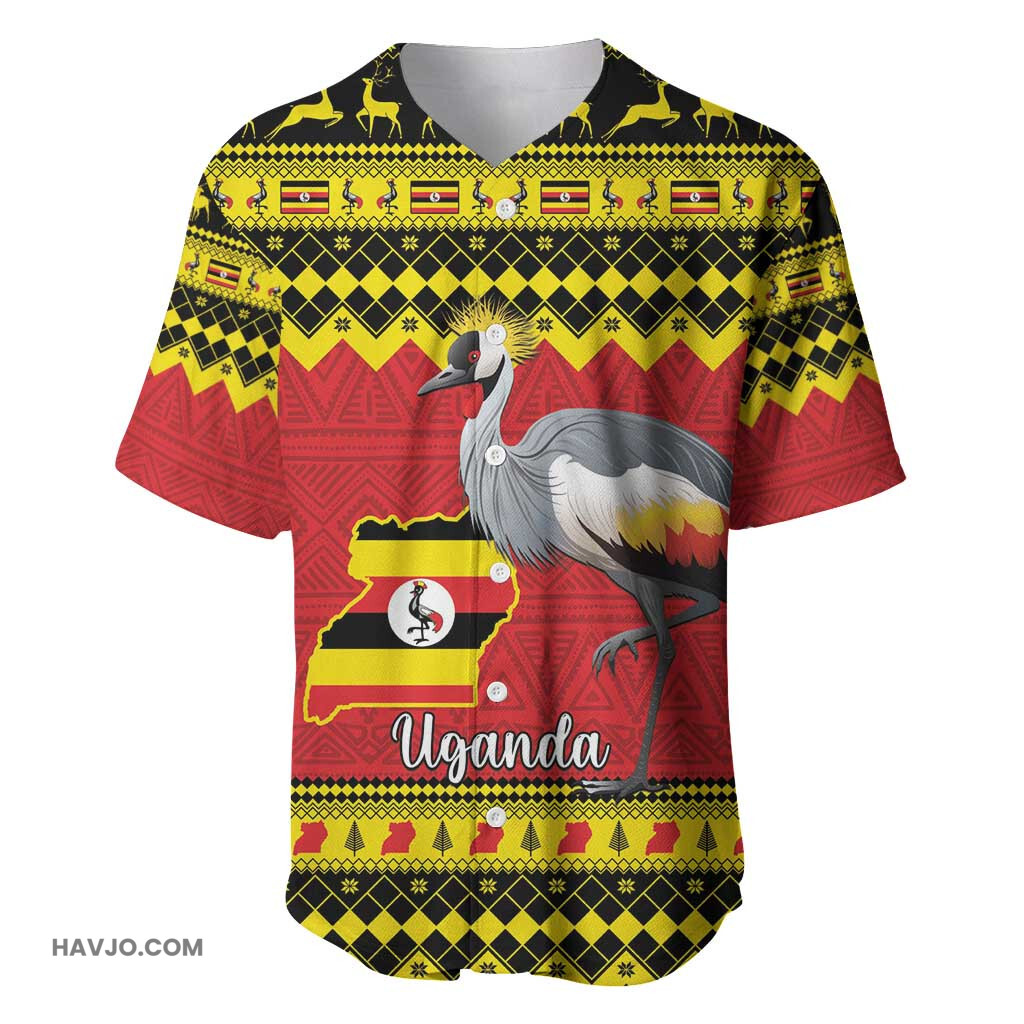 Afro Uganda Christmas Grey Crowned Crane Sekukkulu Ennugi Baseball Jersey