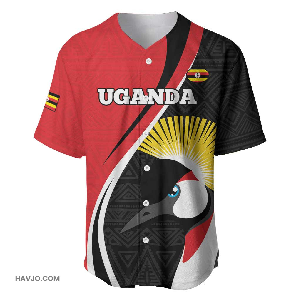 Afro Uganda Rugby Custom Go Cranes African Pattern Baseball Jersey