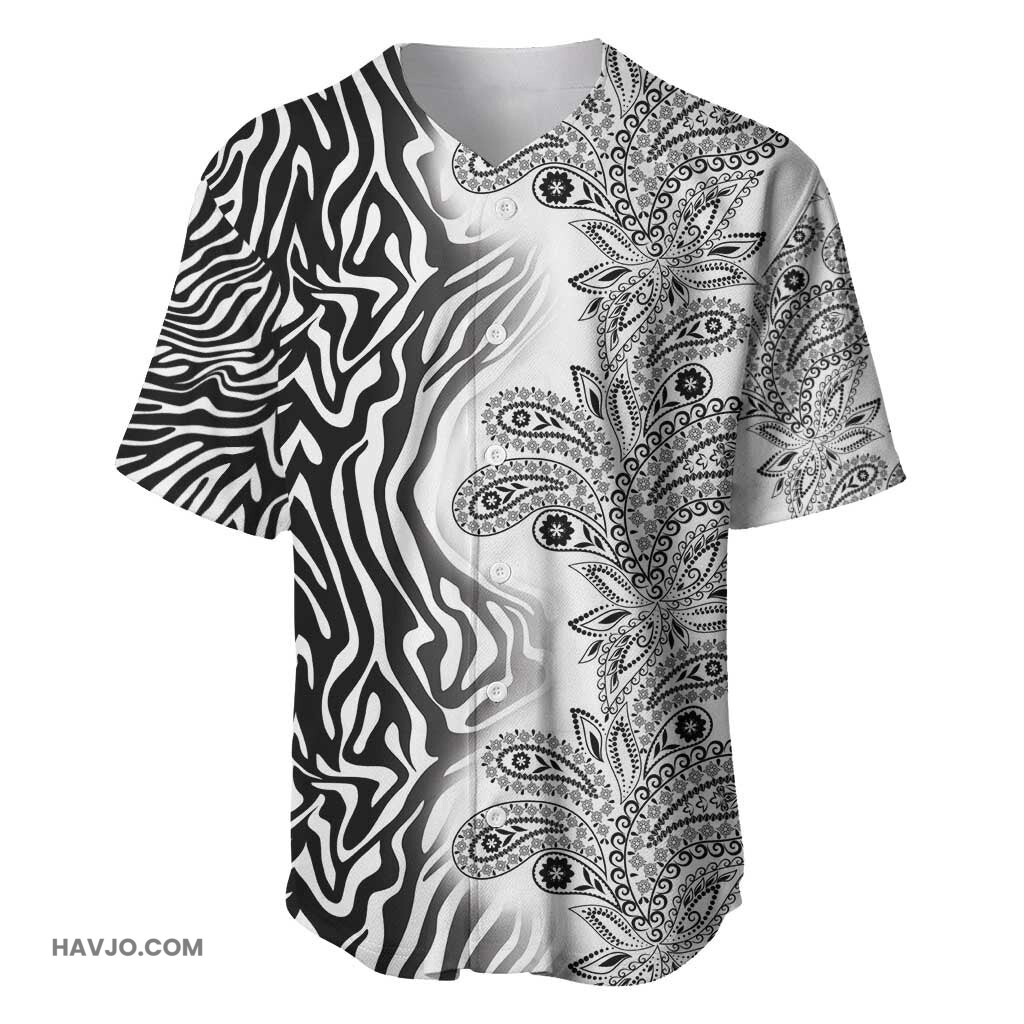 Afro Zebra Mix Paisley Tribal Pattern Baseball Jersey