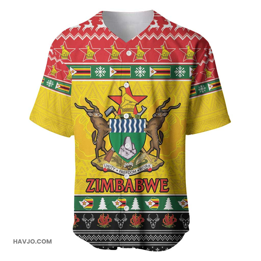 Afro Zimbabwe Christmas Coat Of Arms African Pattern Baseball Jersey