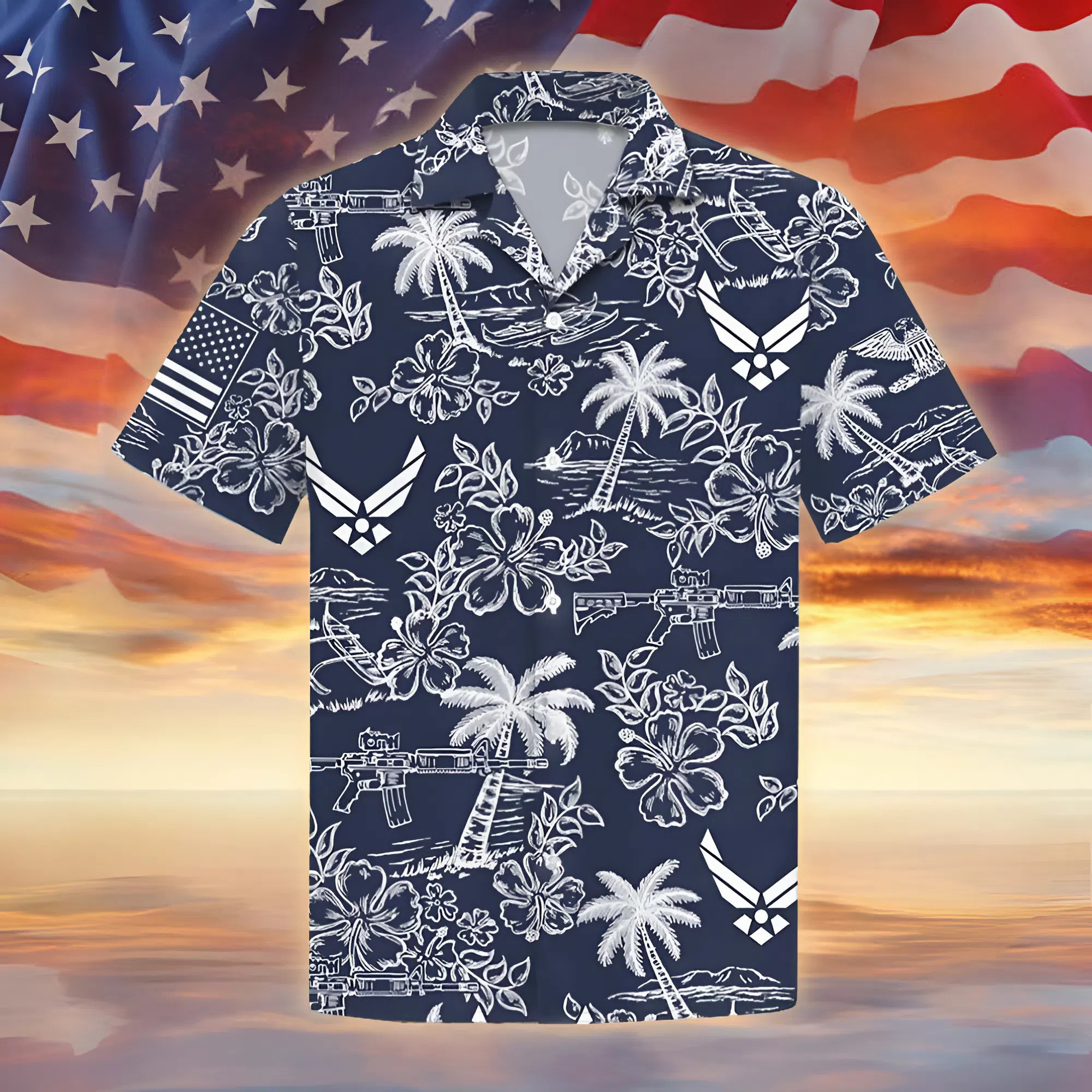 Airman US Air Force Hawaiian Shirt Military Aloha Patriotic Tropical Gift For Air Force Veterans