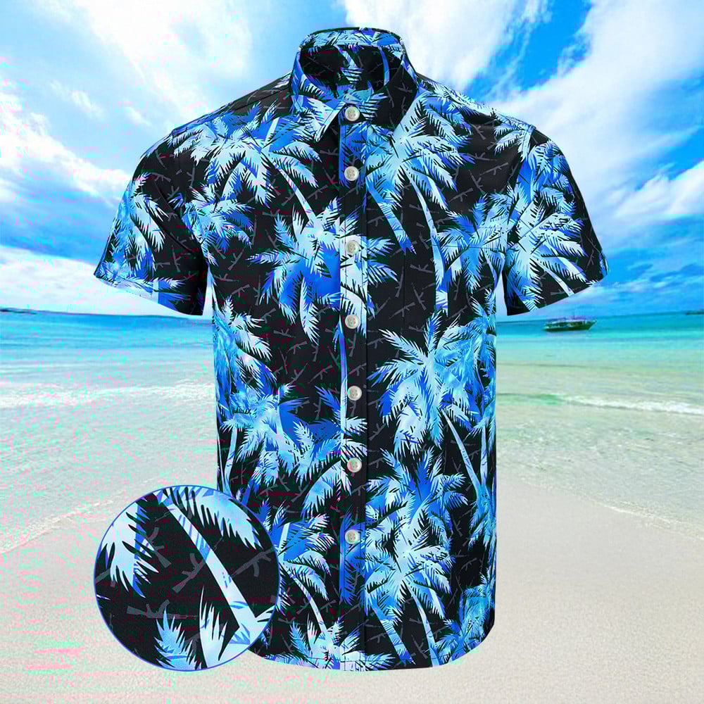 Ak's And Vacays Black Blue Hawaiian Shirt Summer Gifts For Gun Owners