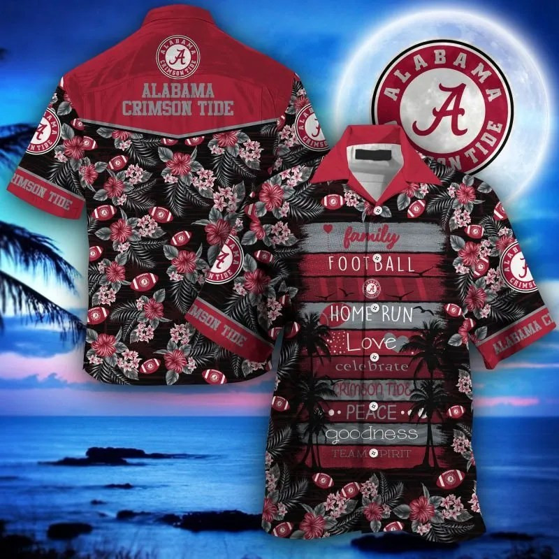 Alabama Crimson Tide Ncaa Hawaiian Shirt Tropical Aloha Button Up