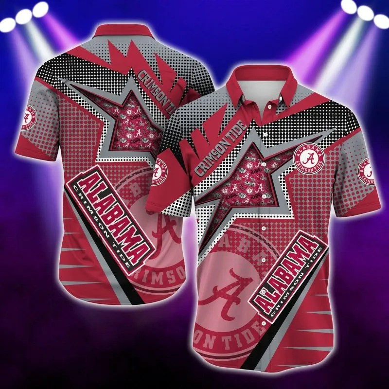 Alabama Crimson Tide Ncaa Hawaiian Shirt Tropical Aloha Button Up