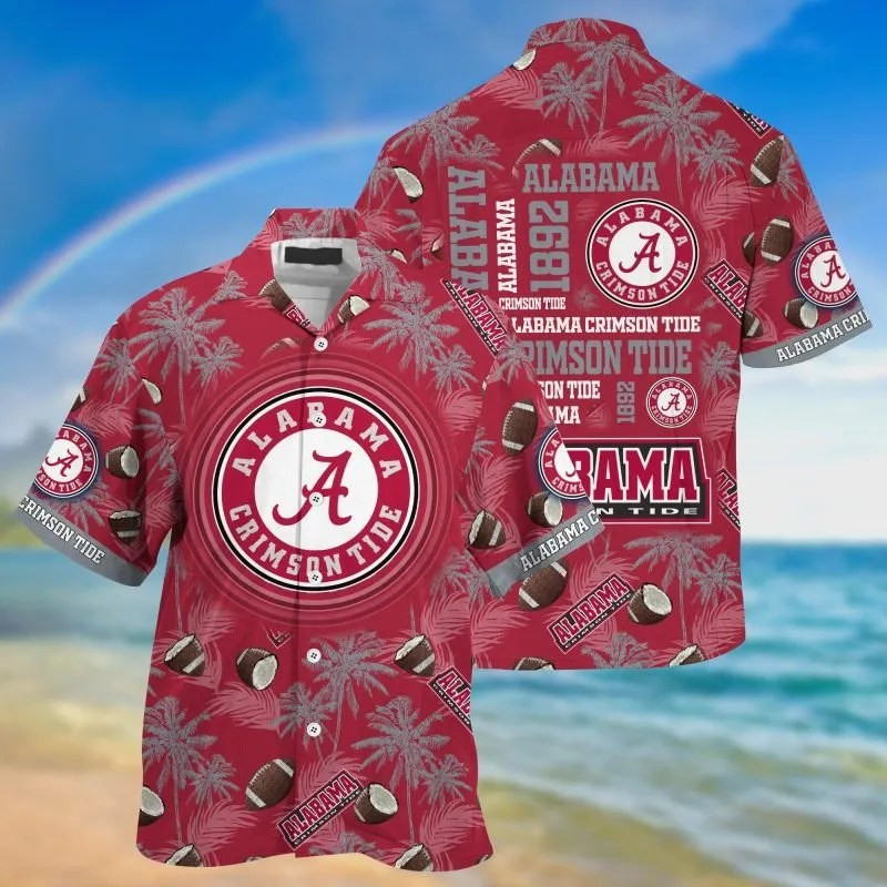 Alabama Crimson Tide Ncaa Hawaiian Shirt Tropical Aloha Button Up