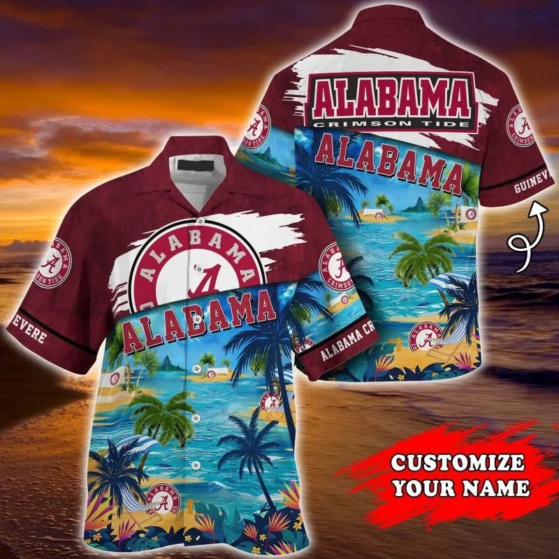 Alabama Crimson Tide Ncaa Personalized Summer Hawaiian Shirt Tropical Aloha Button Up